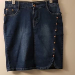 Knee length denim skirt